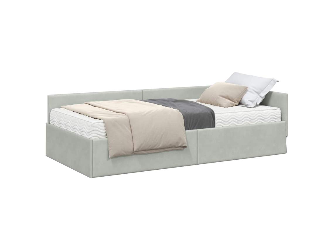 Cama Individual | Estructura De Cama Esquina Con Colchón Otro 2 Uds Gris Claro