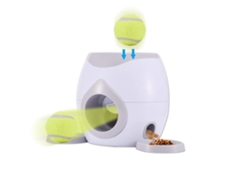 Máquina automática Primerox para lanzar pelotas a perros, con juguetes de entrenamiento.