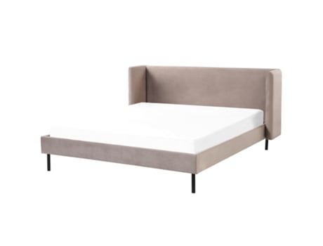 BELIANI Cama de matrimonio Arette Terciopelo Crema 184x206x95