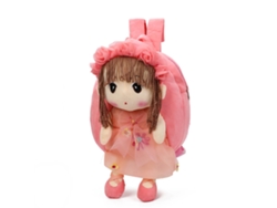 Mochila De Peluche Infantil Niña Hada Con Flores Forma Cariñosa Moda Infantil Rosa