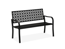 Relaxdays Banco Jardín, 2 Plazas, Terraza, Balcón, Acero, Diseño Geométrico, 85x127x62 Cm, Asiento Para Exterior, Negro