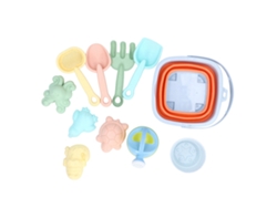 Juego De Juguetes De Playa Con Cubo Plegable Y Herramientas, 11 Piezas, Para Niños, Color Naranja.