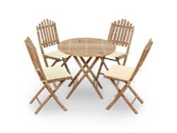 Juego de comedor plegable de bambú con cojines para exteriores, Dkd Home Decor