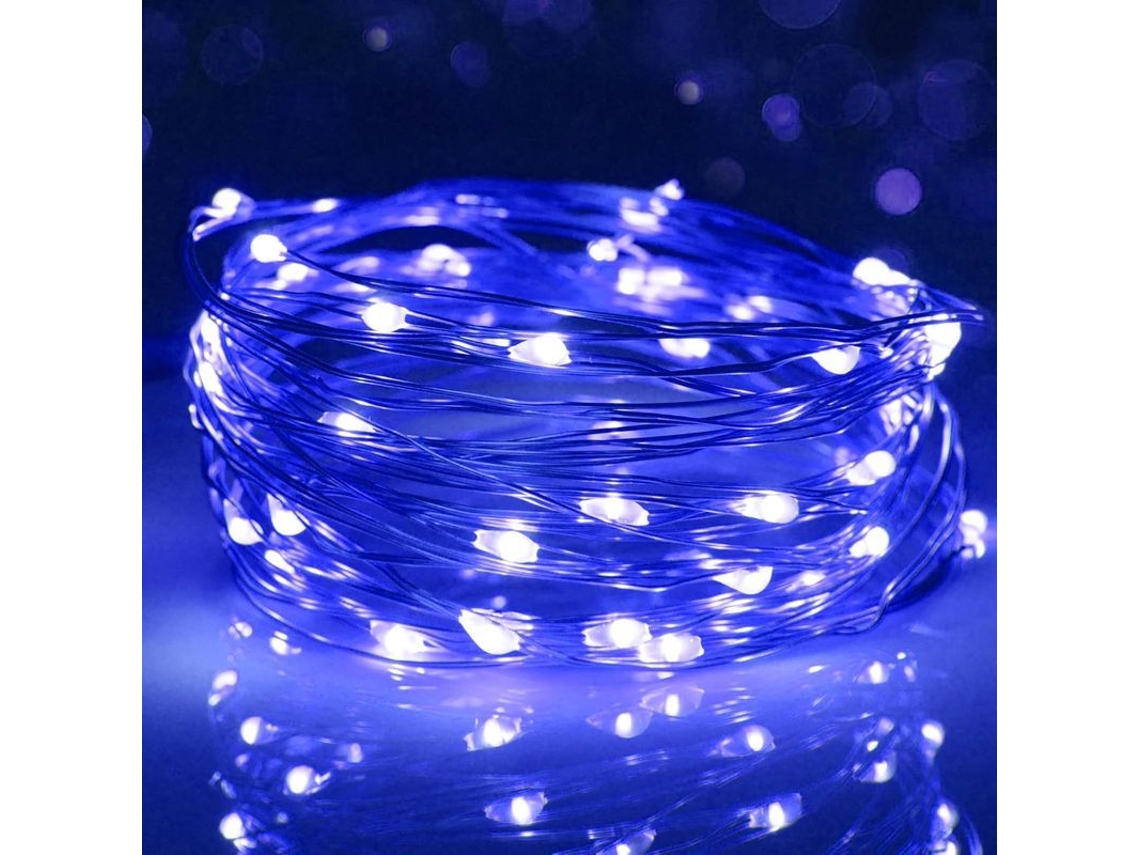 Guirnalda De Luces Led, 3 M, 30 Led, Funciona Con Pilas, Resistente Al Agua, Para Interiores, Exteriores, Jardín, Fiestas, Bodas Y Navidad (azul).
