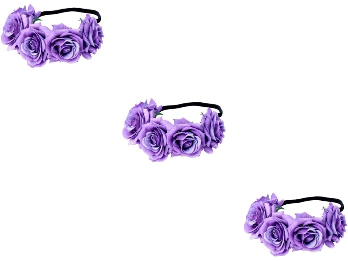 Coroa De Rosas Artificiais De 3 Peças, Acessório Floral Elegante Para Meninas E Eventos Especiais.