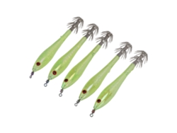 5pcs Isca Artificial De Lula Com Gancho Duplo Jig De Pesca Em Aço Inox Verde
