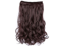 Extensão De Cabelo Cacheado Ondulado 23.6 Polegadas Com 6 Clips Sintético Mate Marrom Escuro Para Mulheres