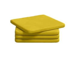Cojines para asiento, 4 unidades, amarillo, 40 x 40 x 3 cm, terciopelo, HARLANV1