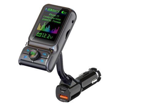 Coche Pantalla a color de 1.8 Bluetooth 5.3 Transmisor FM HiFi Reproductor de graves agudos EQ Sonido Reproductor de música TF/USB y AUX Coche CHRO...
