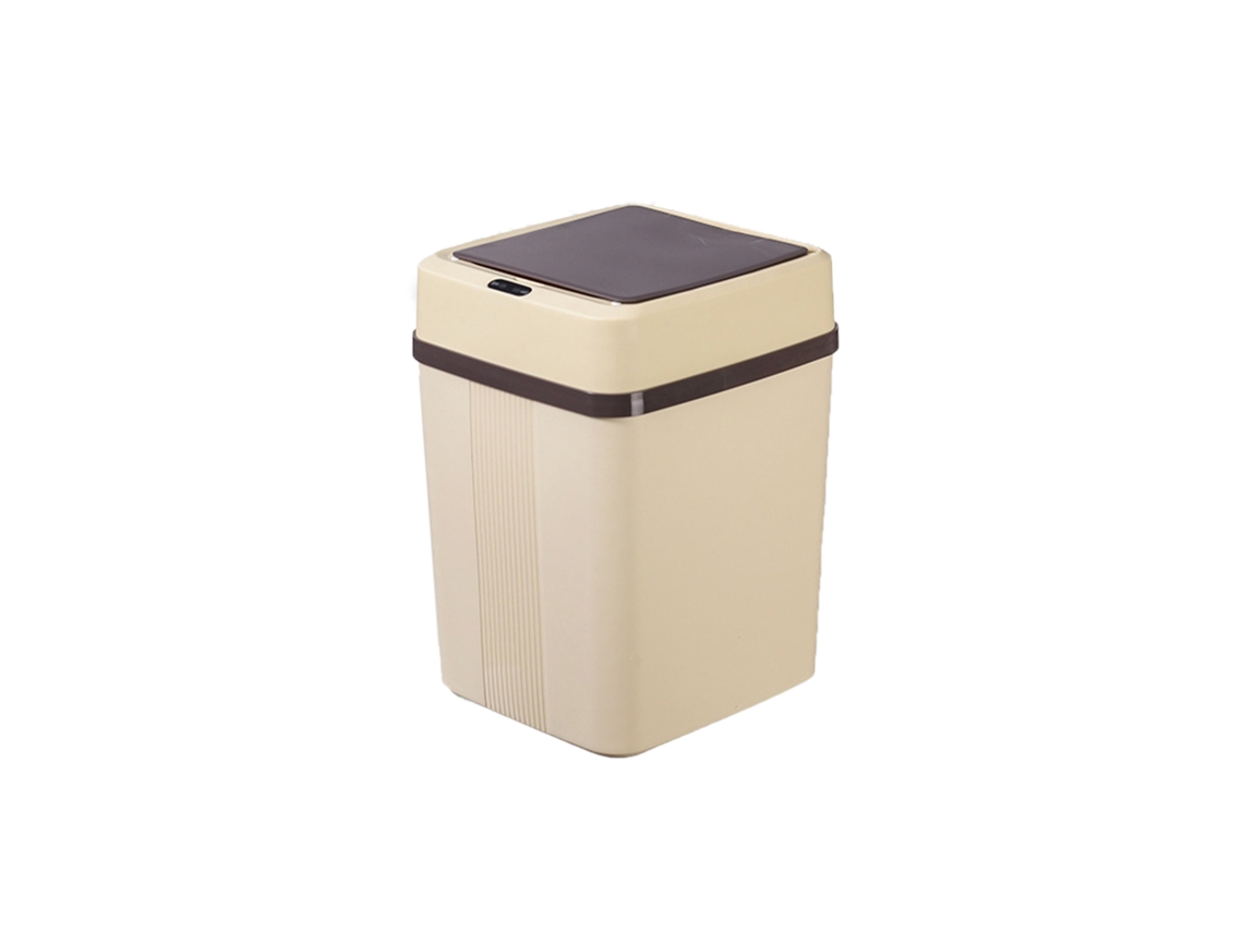 Cubo de basura inteligente Jinwei de 12 litros con sensor automático, sin contacto y de estilo sencillo para uso doméstico. Color caqui. Pilas incluidas.