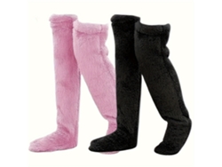 pares de calcetines hasta la rodilla, calcetines altos y cálidos para el invierno, calentadores de piernas suaves y cálidos (rosa y negro) Cuich