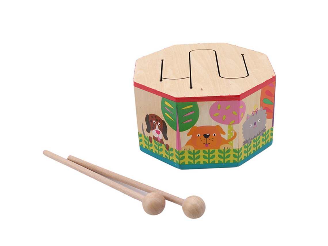 Ats-tambor De Madera Infantil Con Diseño Cartoon Juguete Musical Educatsivo Para Niños Instrumento Musical
