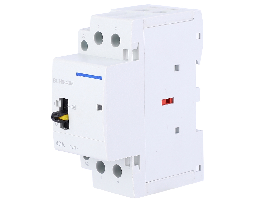 2026dz-contactor CA doméstico 2p 40a para riel DIN con control de interruptor manual 2no Bch8-40m