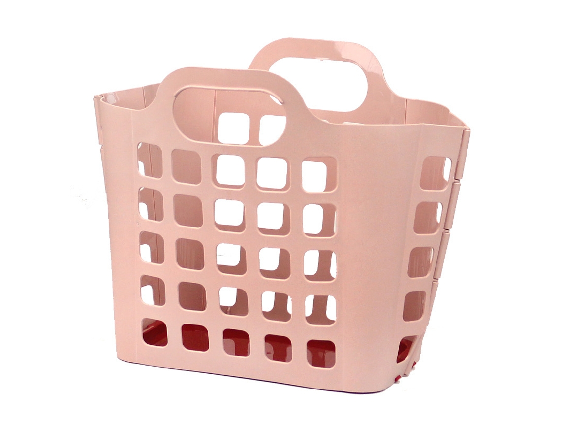Cesta de lavandería con asas plateadas, plegable, ligera y portátil para armario, dormitorio, lavadero, dormitorio, con orificios de ventilación.