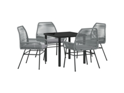 Juego de comedor de jardín Vidaxl de 5 piezas con cojines, ratán gris, poliéster