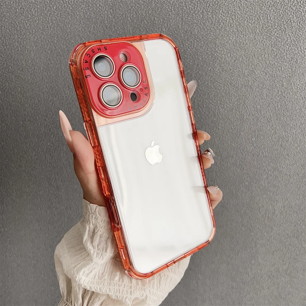(iphone 16 Pro, Rojo) Funda Transparente A Prueba De Golpes Para Iphone, Ideal Para Chicas.