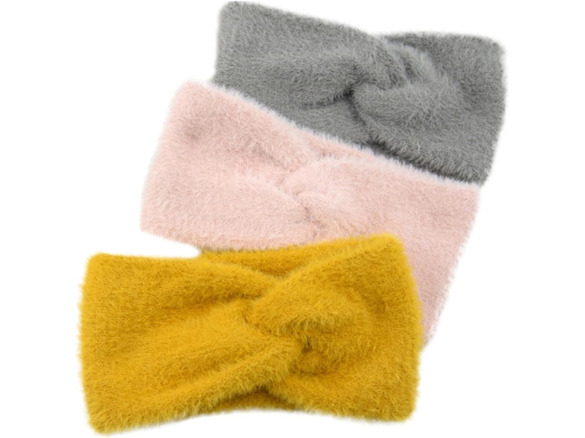 Lot De 3 Bandeaux D'hiver Larges En Fourrure Douce, Cache