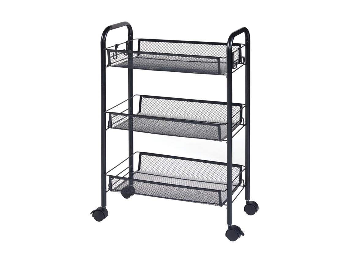Carrito de cocina Tromsø con 3 cestas acero 63x44x26cm - Negro [EN.CASA]