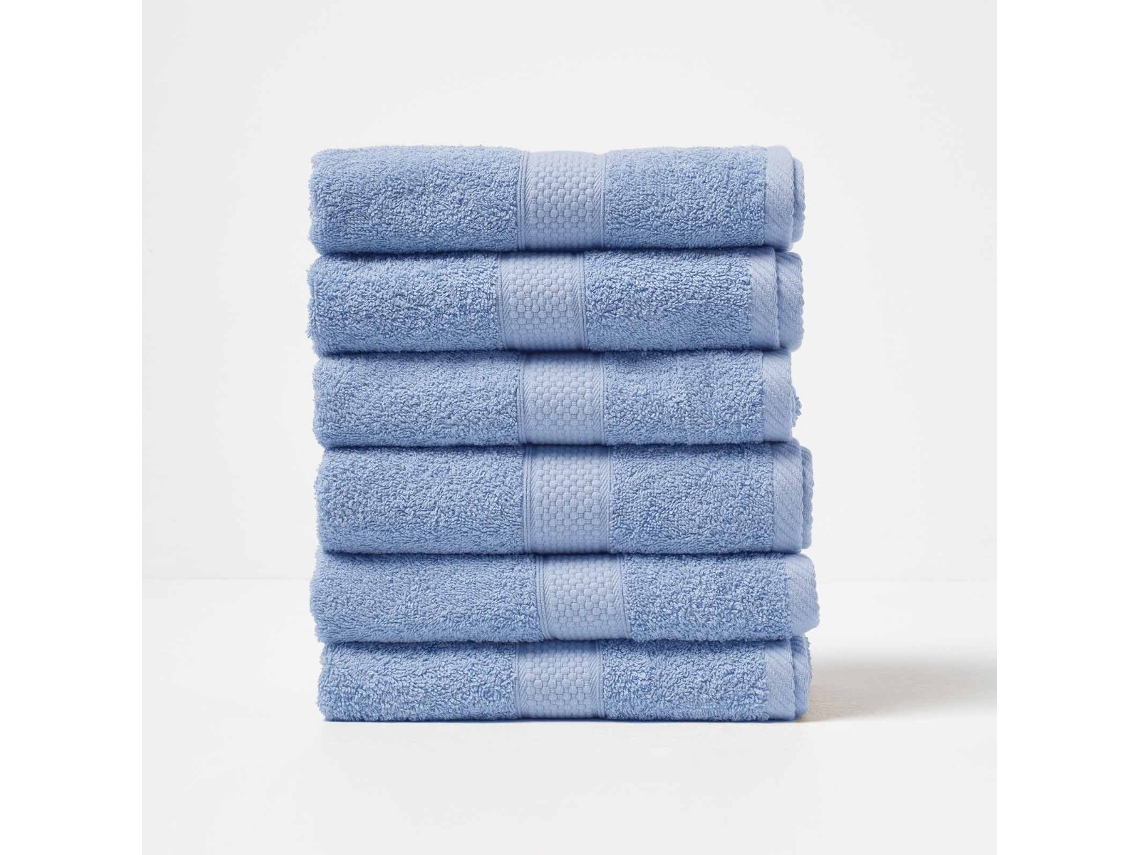 Homescapes Turkish Cotton Hand Towel Set Of 6, Light Blue