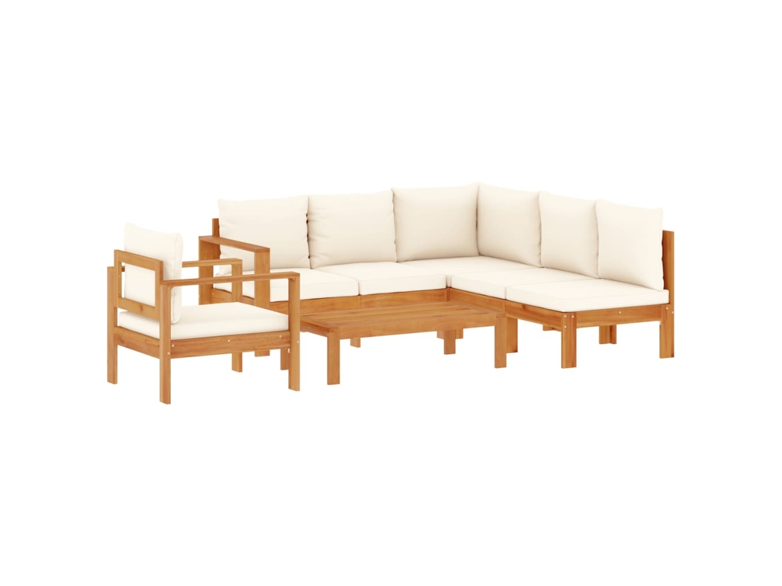 Maison Exclusive - Conjunto de sofá de jardín de 5 piezas con cojines de acacia maciza