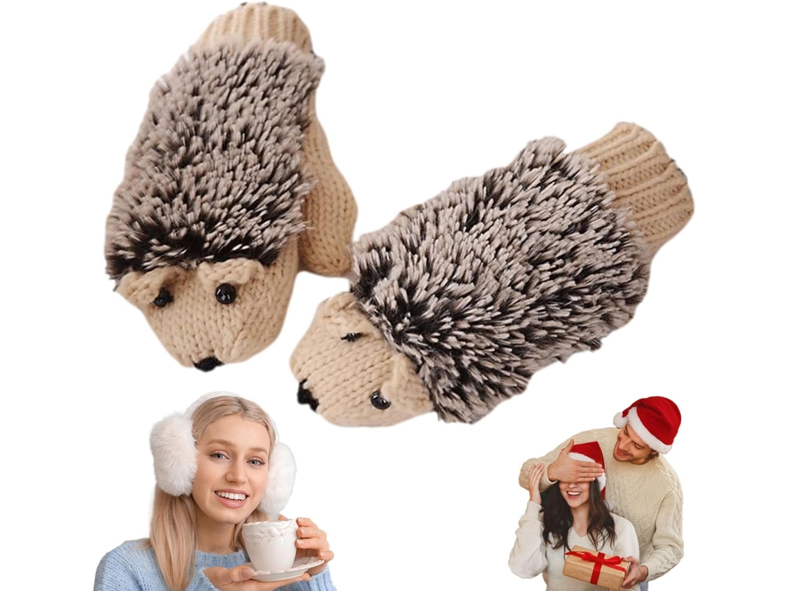 Guantes de erizo para niños, guantes de ciclismo de lana sin dedos, guantes de invierno con dedos completos, guantes de erizo Slowmoose
