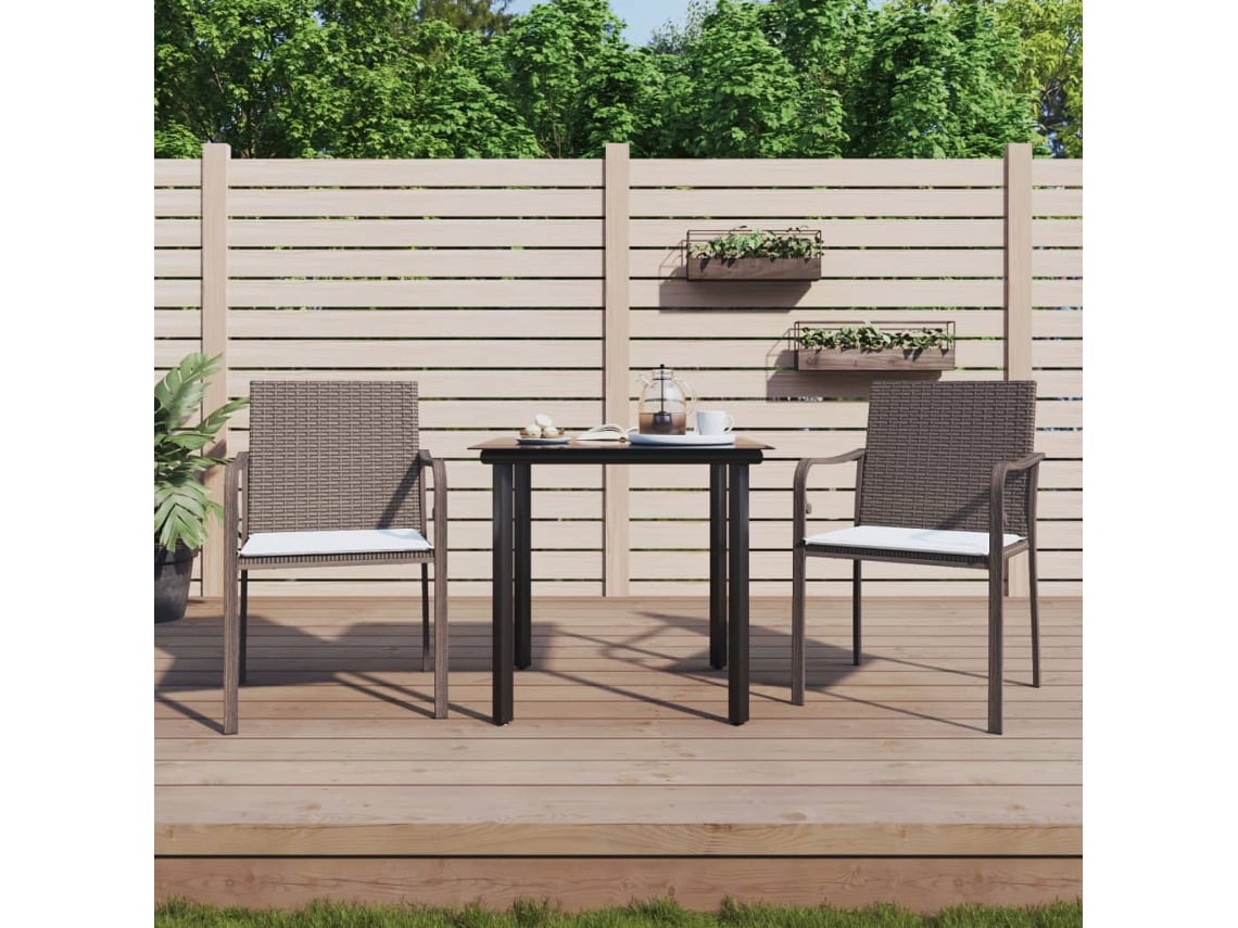 Conjunto de comedor de jardín de 3 piezas con cojines de mimbre y acero de DKD Home Decor