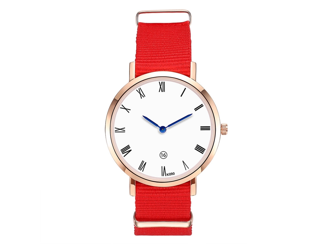 Reloj De Pulsera De Cuarzo Para Hombre Con Correa De Nailon, Estilo Moderno (rojo)