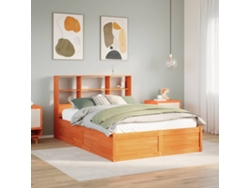 Cama Sin Colchón Madera Maciza De Pino Marrón Cera 120x200 Cm