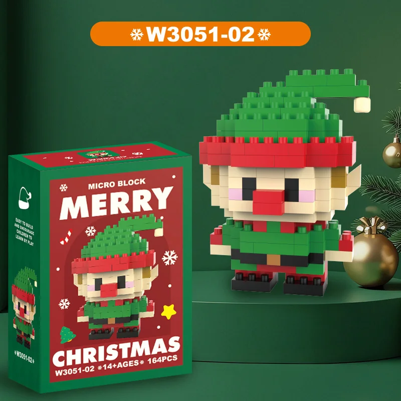 Rompecabezas de bloques de construcción de Papá Noel y renos MDUG - Juguete decorativo de mesa - Elfo