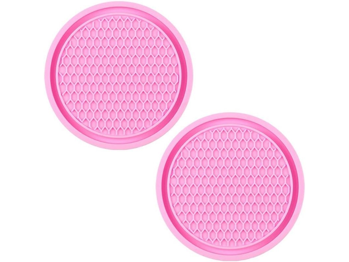 Juego De 2 Recipientes Antiderrame De Pvc Para Coche, Diseño Elegante Y Multifuncional - Rosa