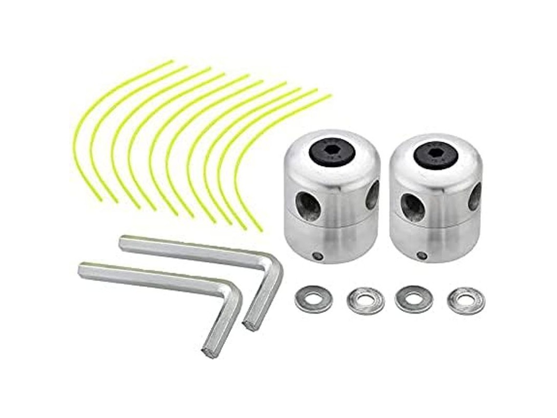 Cabezal de corte universal de aluminio Rebe con conexión para hilo de nailon doble para desbrozadoras, paquete de 2 unidades.