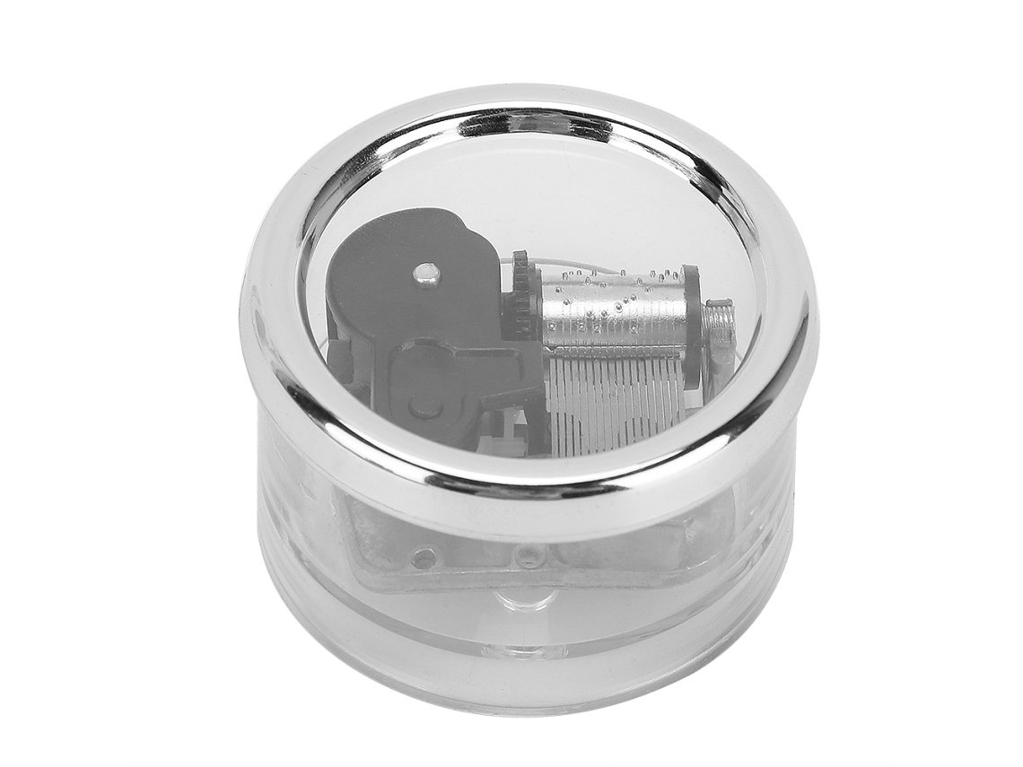 Ats-caja De Música Mecánica Mini Acrílico 12 Tonos Decoración Regalo Plata