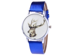 Reloj Analógico De Cuarzo Para Hombre Y Mujer Pulsera De Cuero Pu Zhoulianfa Azul