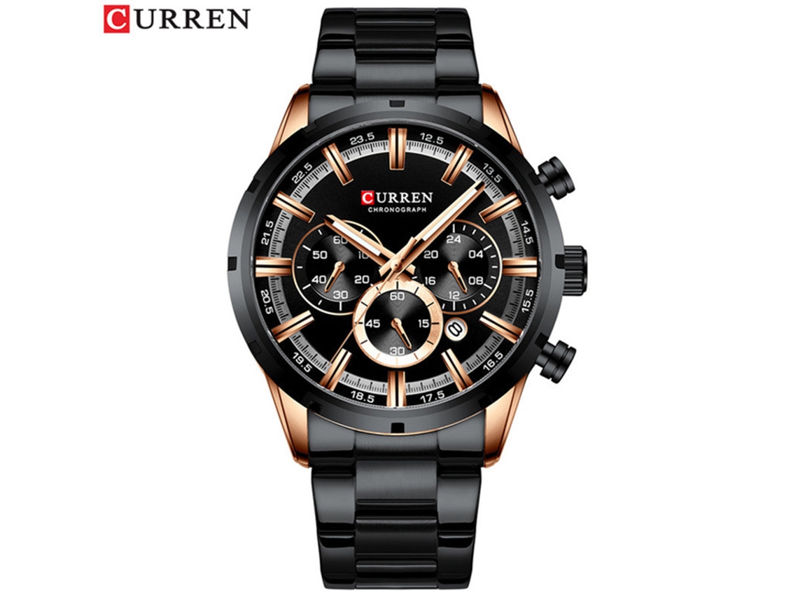 Reloj De Pulsera Moderno Para Hombre (negro) Resistente Al Agua, Con Seis Manecillas, Correa De Acero Inoxidable Elegante Y Multifuncional.