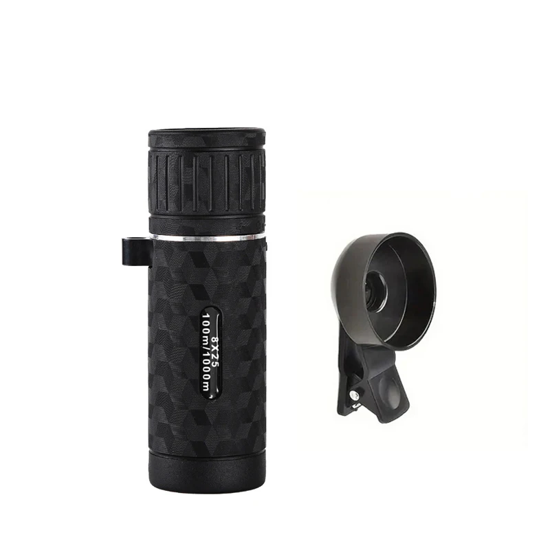 Nuevo monocular mini portátil y potente 8x25 con prisma Bak4 y revestimiento FMC para conciertos, caza, actividades al aire libre y camping. Kit compacto.