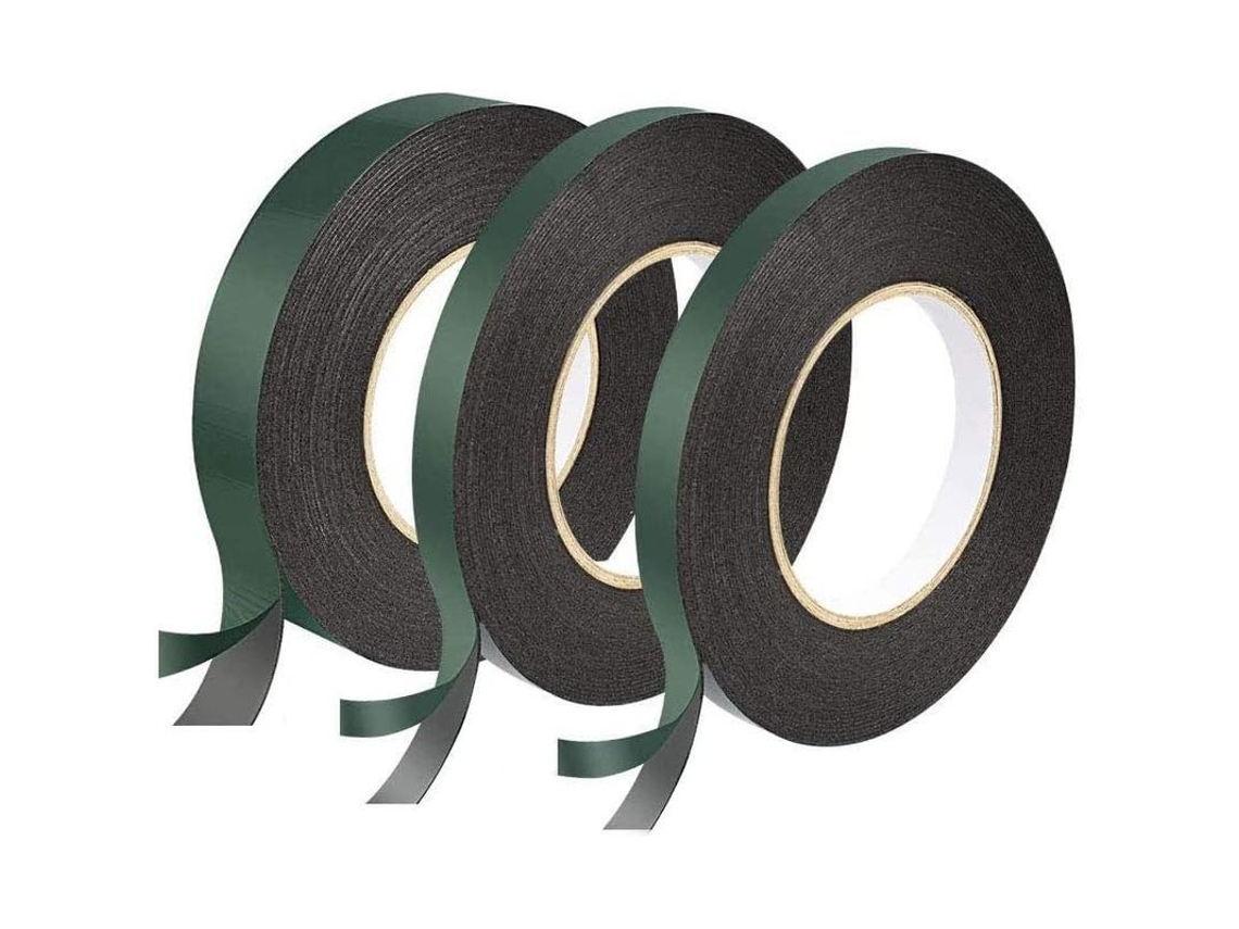 3 Rollos De Cinta Adhesiva De Doble Cara Negra, Cinta Adhesiva De Espuma Extrafuerte De 12 Mm Y 25 Mm.