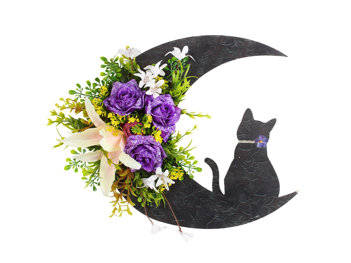 Coronas de Halloween para puerta, corona con gato y vid. NEVEANCE