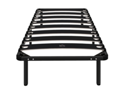 Cama 90x190 Aço Ripas Armazenamento 350kg Preta