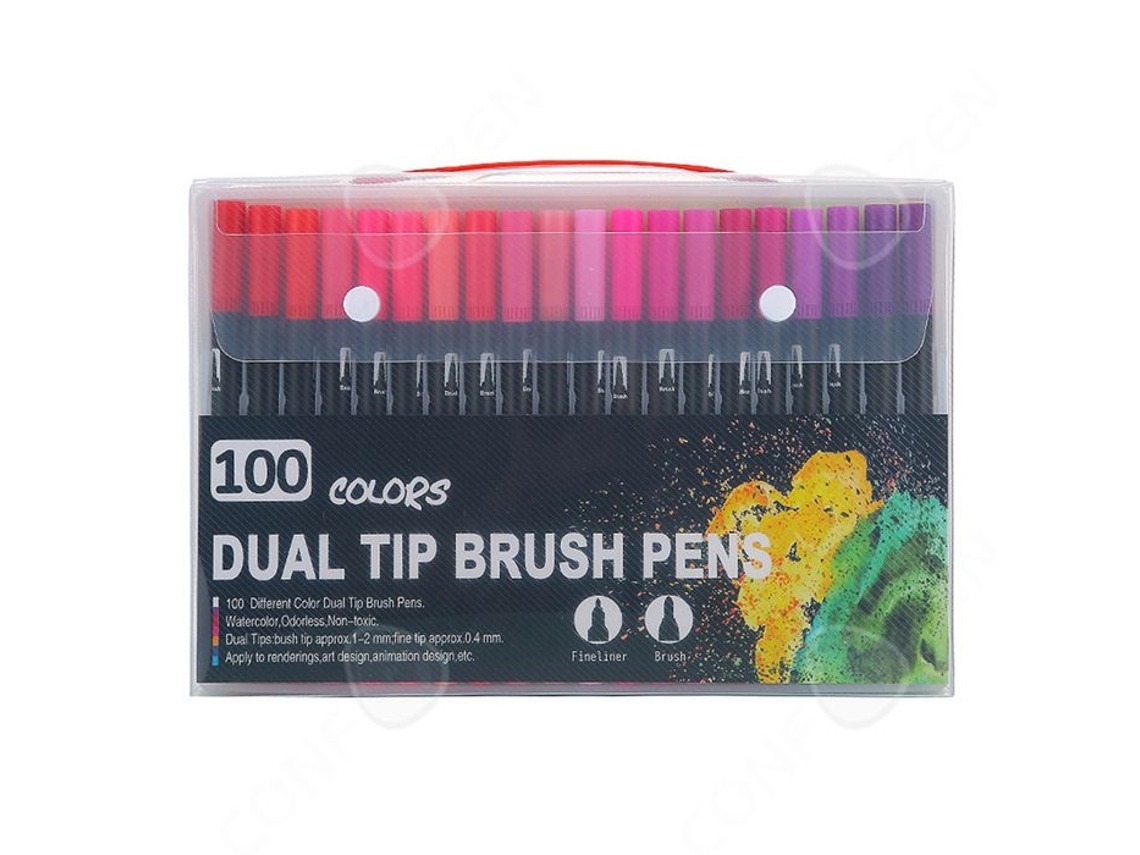 Bolígrafos dobles de 100 colores para pintar bellas artes, pinceles para pintar, bolígrafos con punta de fieltro para colorear, acuarelas, Confozen