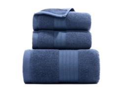 Conjunto de Toallas de Baño Kofihety Paños para Rostro Algodón Premium Azul - 3 unid (33x21x6cm)