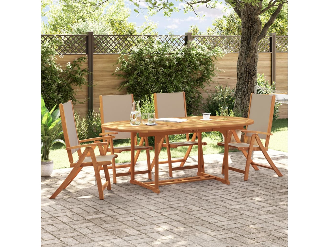 Juego de comedor de jardín de 5 piezas de acacia maciza y textilene Dkd Home Decor