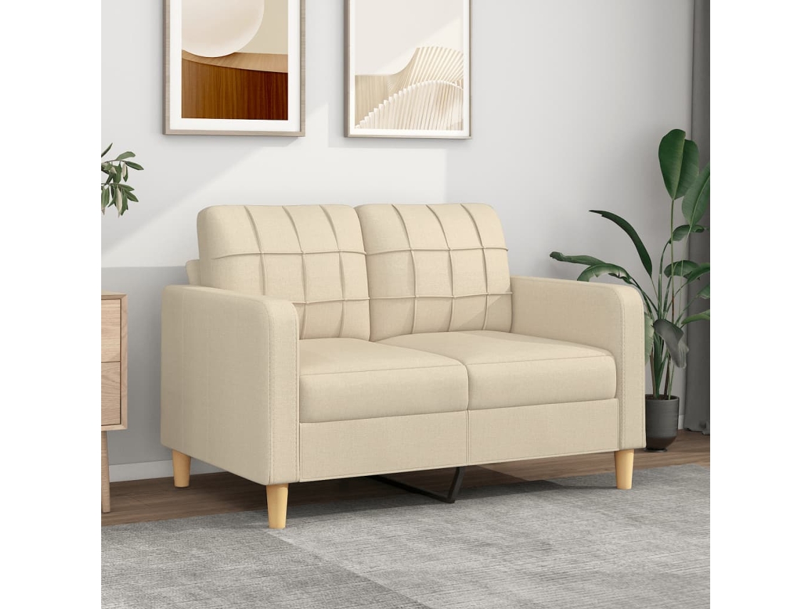 Sofá De 2 Plazas | Sofá De Salón | Sofá De Descanso De Tela Color Crema 120 Cm Wsd890114
