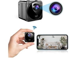 Mini cámara de seguridad con conexión wifi, cámara de niñera de alta definición 1080P real con visión nocturna, detección de movimiento, versátil, color negro USHION