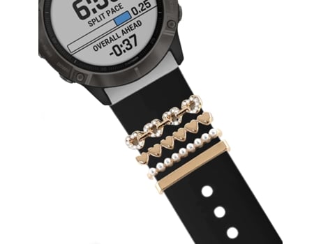 Correa Garmin Instinct Crossover Solar Pulsera con Adorno Corazones Negro