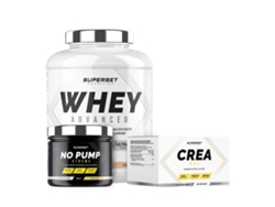 Programa de aumento de masa muscular seca confirmado 100 Whey Proteine Advanced 2kg Cookies No Pump Xtreme Pina Colada Cré Superset Nutrition
