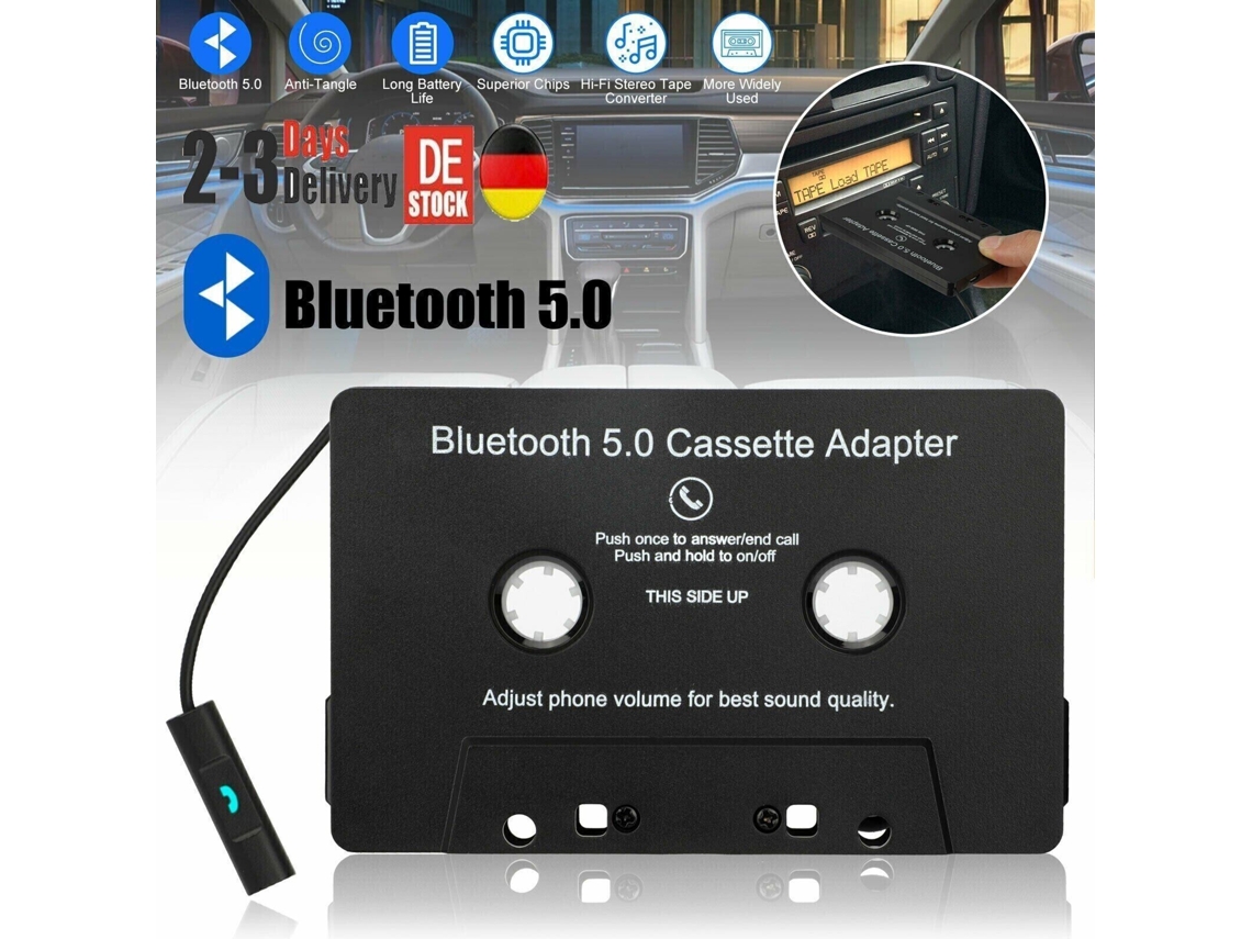 Adaptador de casete Bluetooth 5.0 para coche, adaptador de casete inalámbrico, reproductor MP3 para radio casete