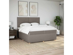 Cama Box Spring Con Colchón Tela Gris Taupe 200x200 Cm