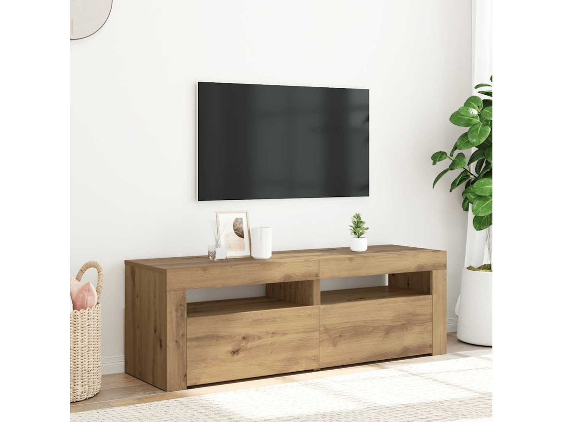 Mueble de TV | Mueble de TV | Mueble de TV con luces LED fabricado en madera de roble artesanal