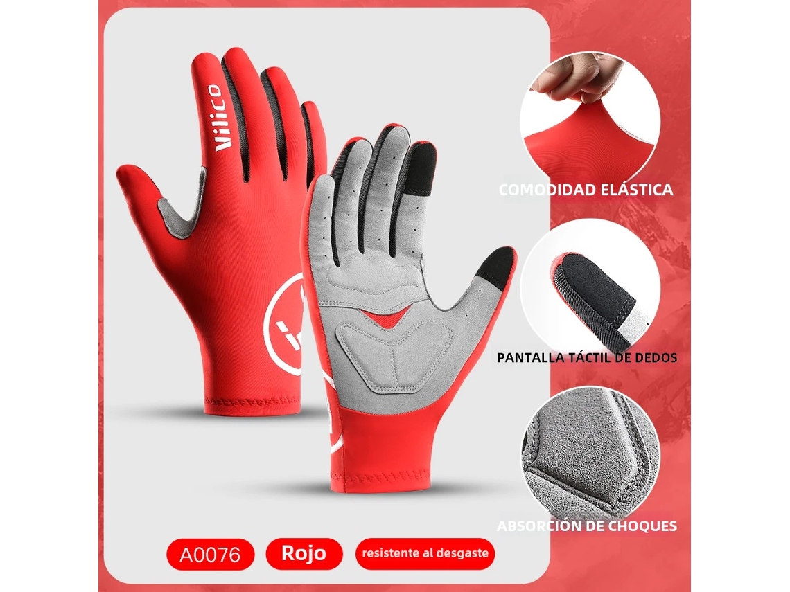 (rojo Xl) Guantes Profesionales De Ciclismo Para Exteriores, Pantalla Táctil Sensible, Absorción De Impactos Y Antideslizantes.