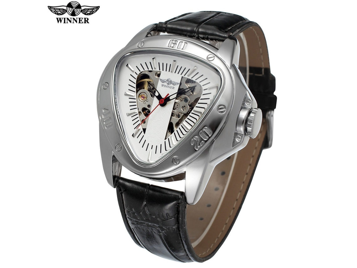 Reloj Mecánico Automático Para Hombre Con Diseño Triangular Esqueletizado (blanco)